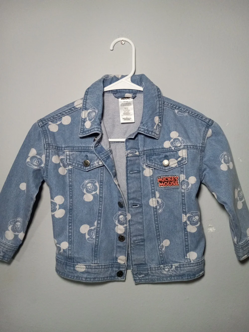 Disney Mickey Mouse Light Blue Denim Jacket for Kids Size 4T